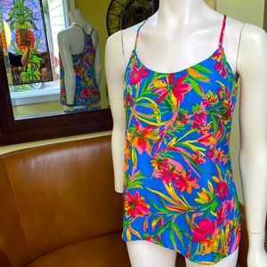 J Crew 💙💗 racer floral tank. Adjustable straps. Excellent condition